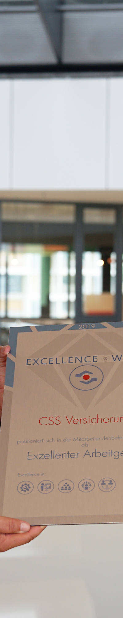 Bruno Catellani von ValueQuest überreicht den Award an unseren Leiter HR, Daniel Zimmermann.