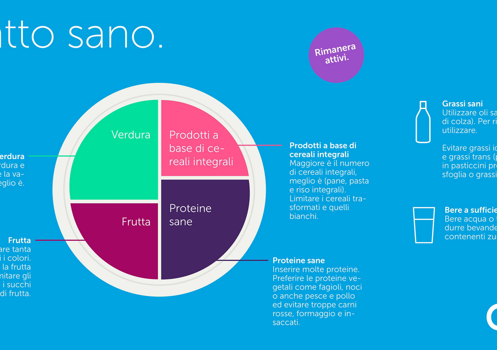 Piatto sano: porzione di verdura, frutta, prodotti integrali, proteine sane