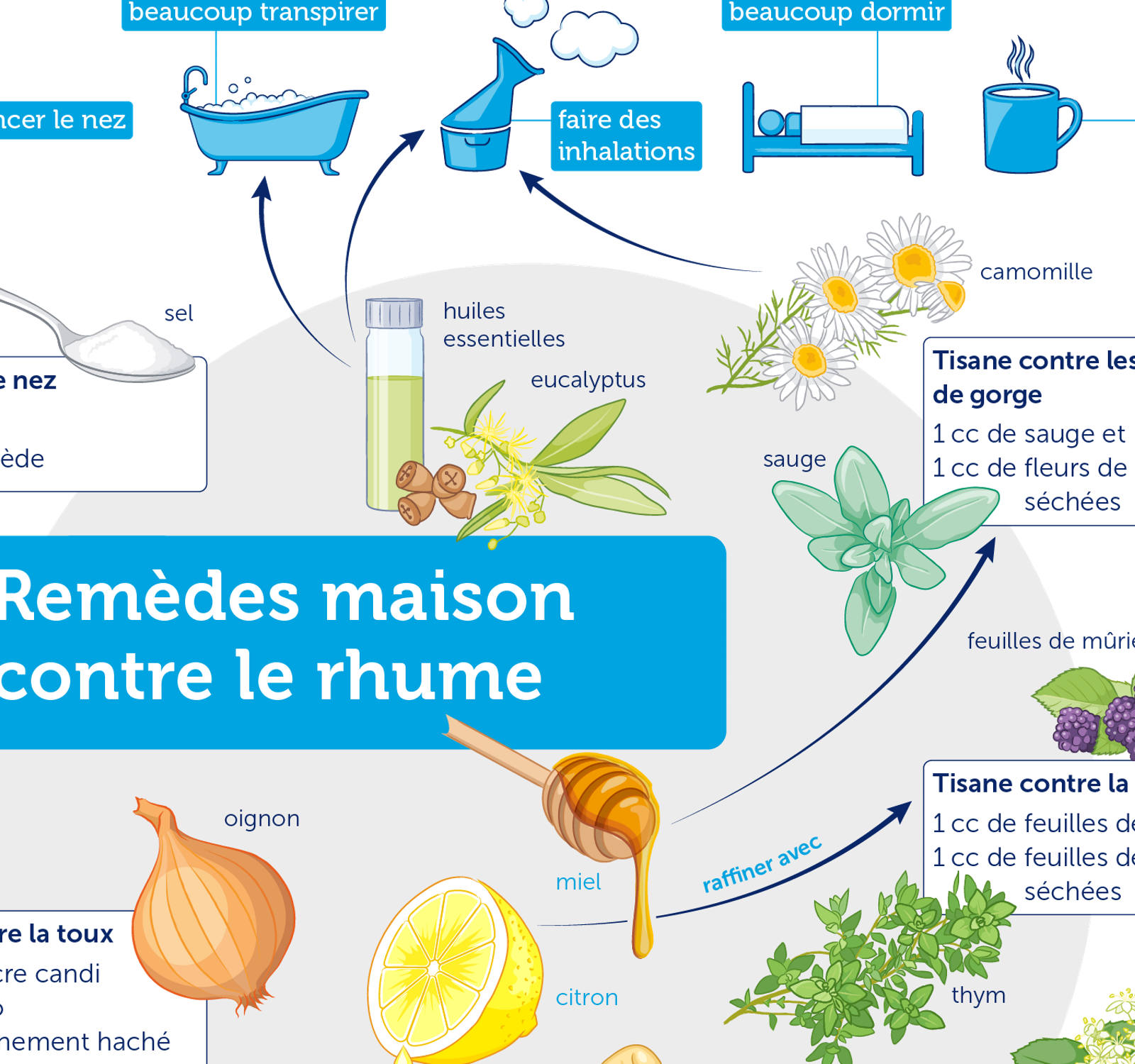 Illustration des remèdes maison contre le refroidissement