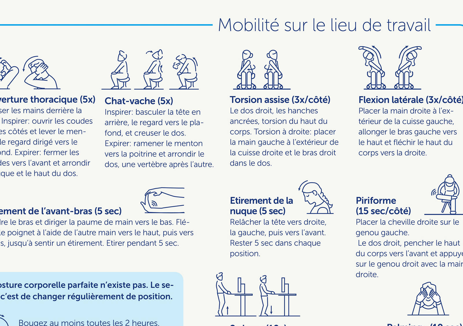 Extrait de l’illustration sur l’ergonomie sur la place de travail