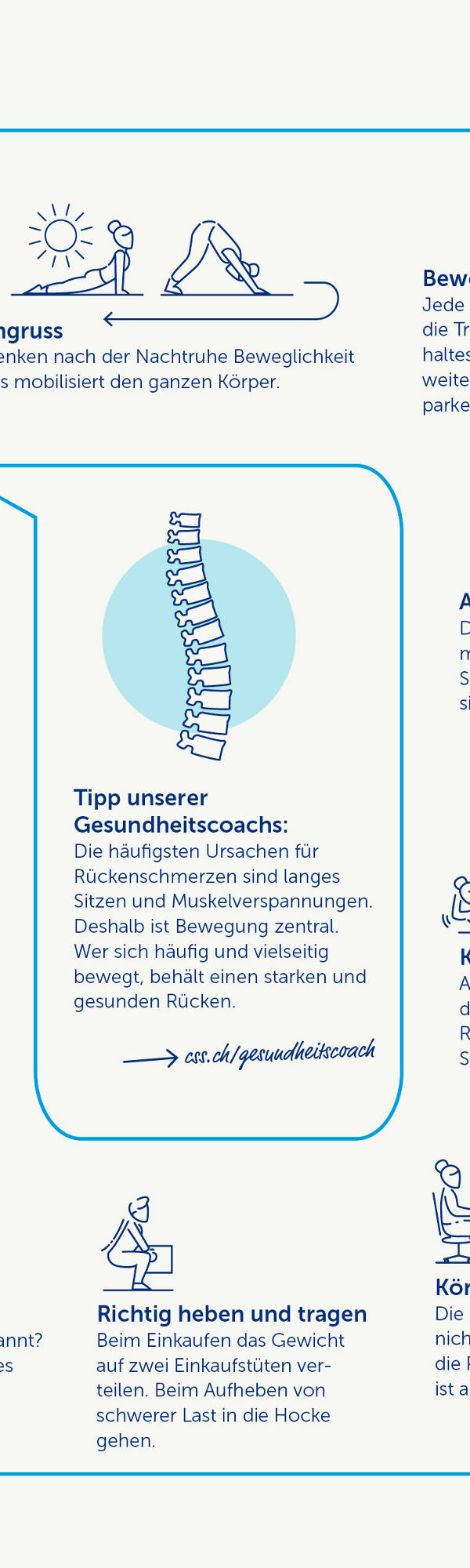 Auszug Infografik Gewohnheiten für einen gesunden Rücken