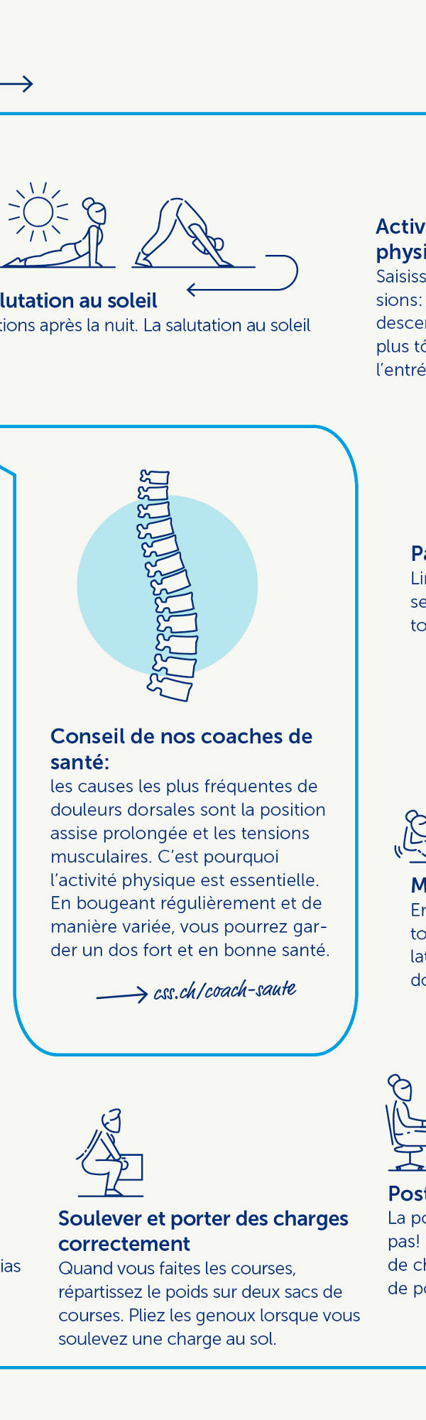 Extrait du graphique «Les habitudes pour un dos en bonne santé»