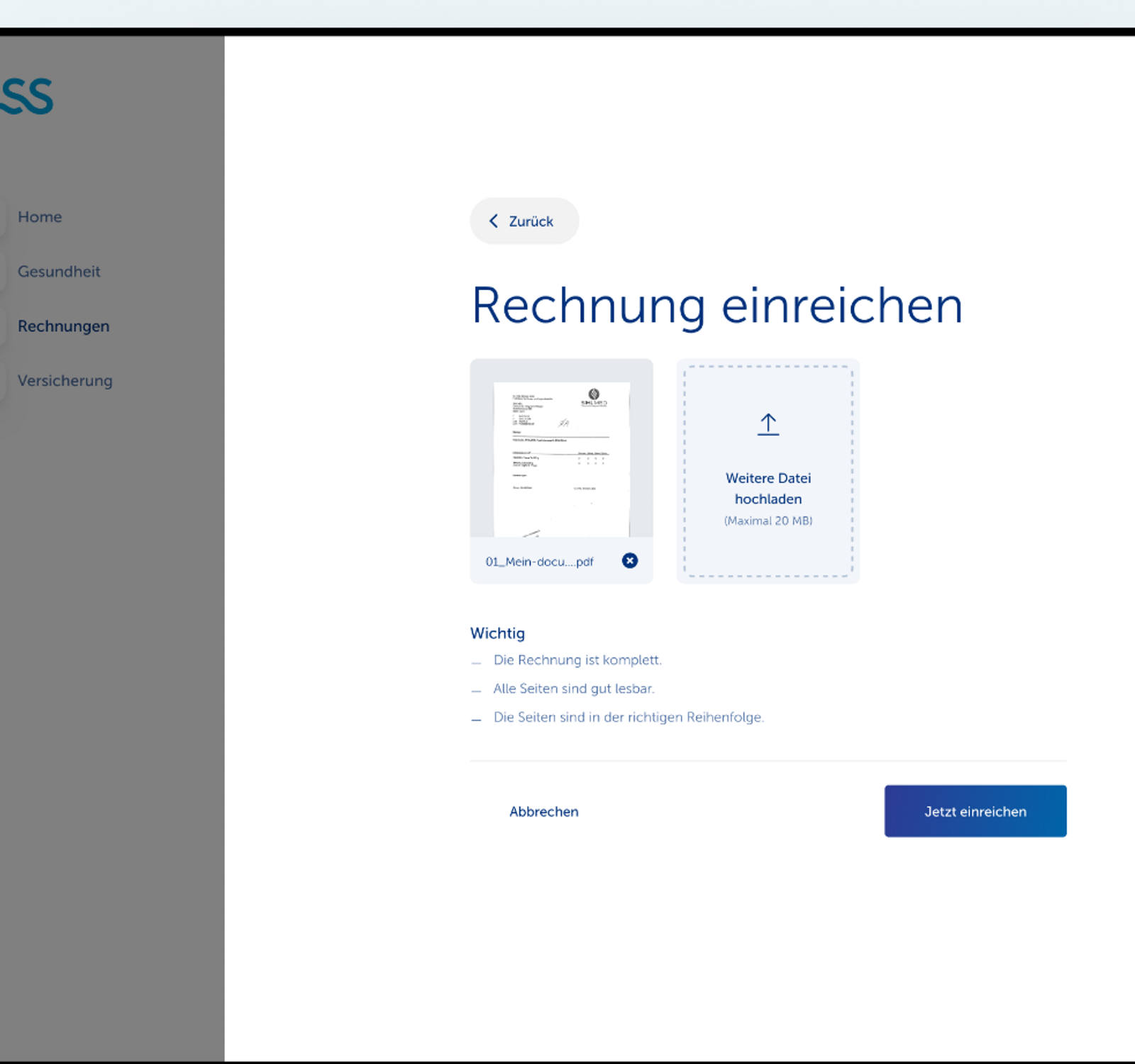 Rechnungen in 30 Sekunden einreichen