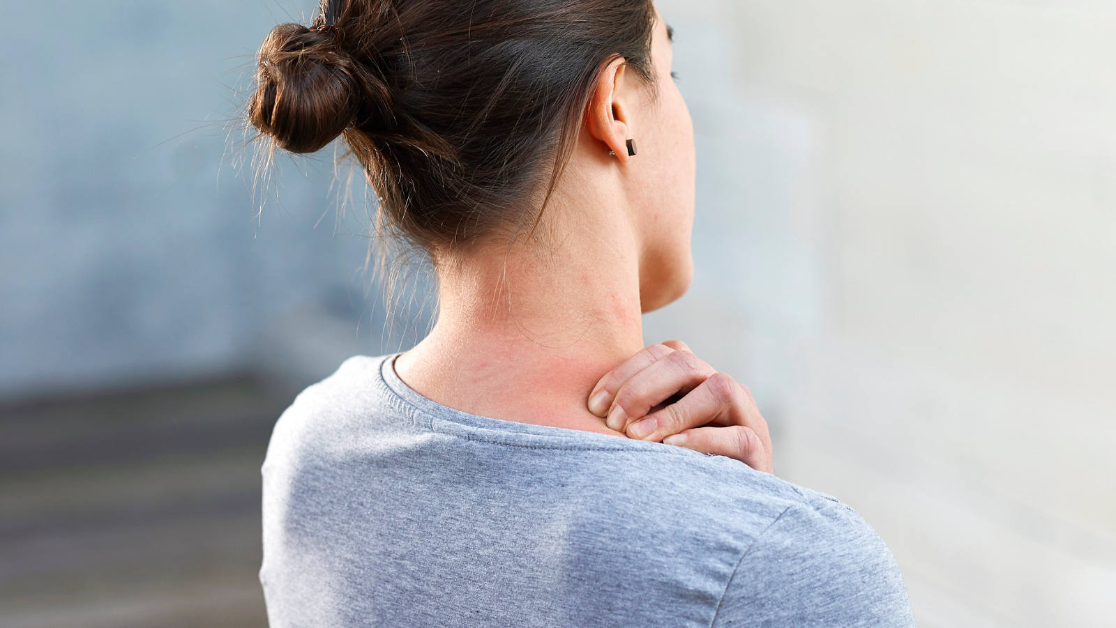 Neck massage: Stroke on one side from back to front 