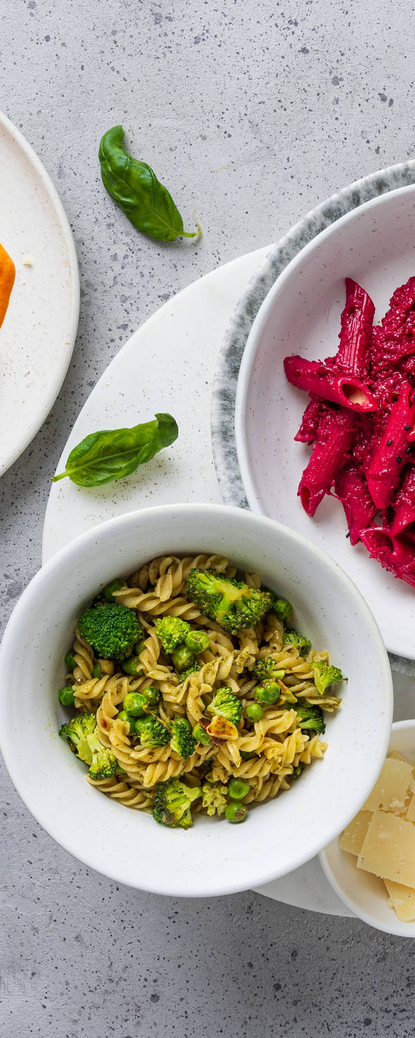 Dreierlei-Pasta: Verschiedene Pastasorten mit unterschiedlicher Sauce