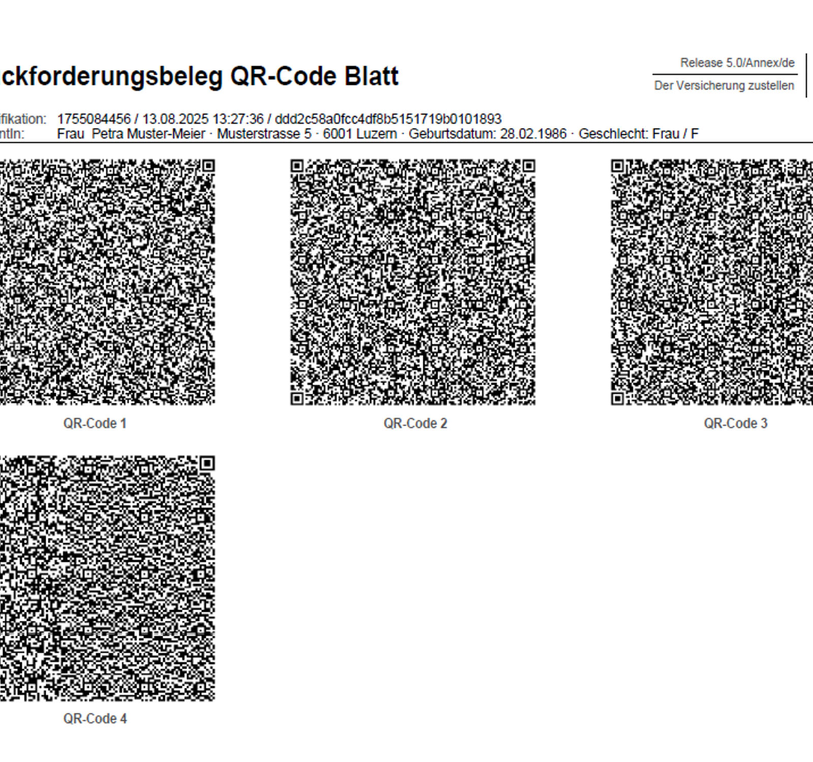 Beispiel für ein QR-Code-Blatt