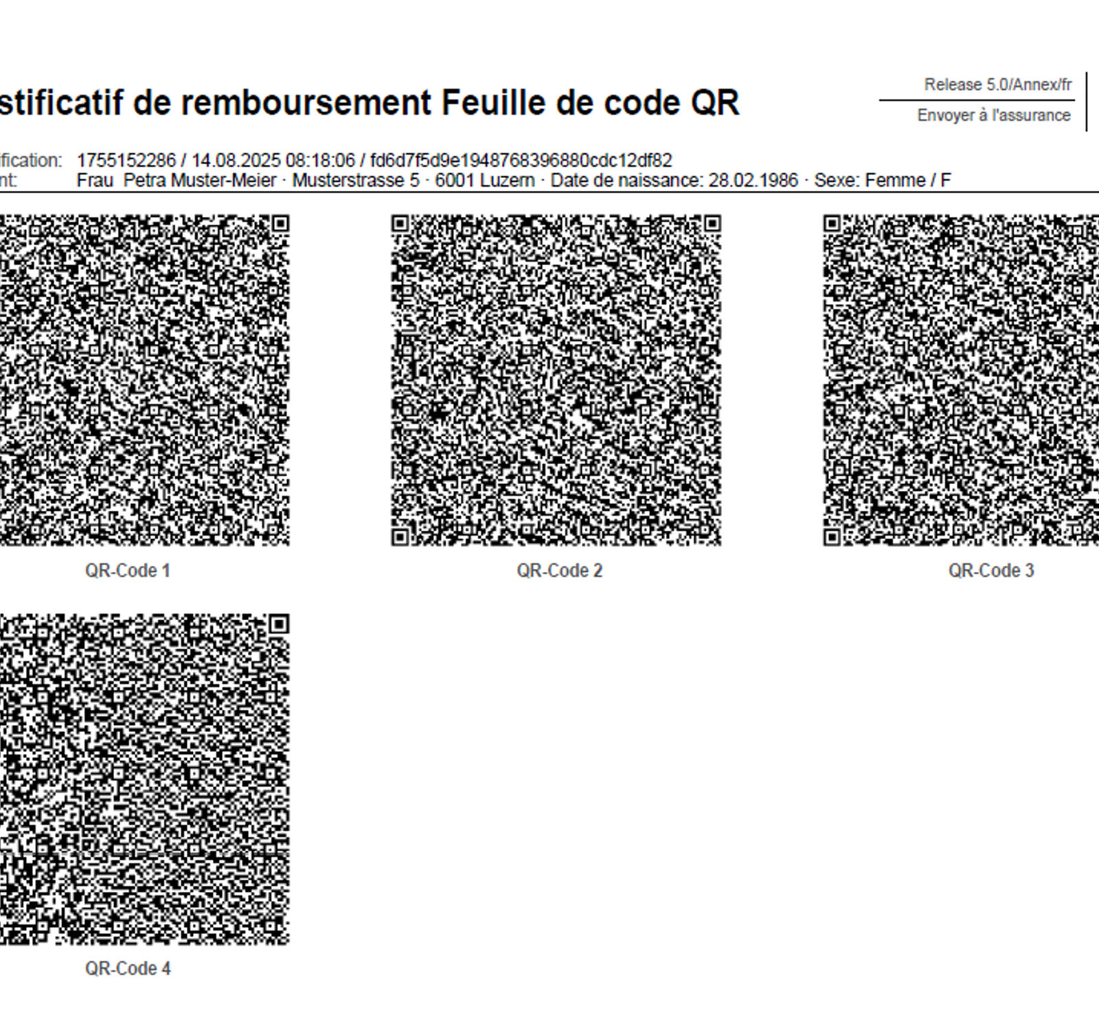 Exemple de feuille de QR-code