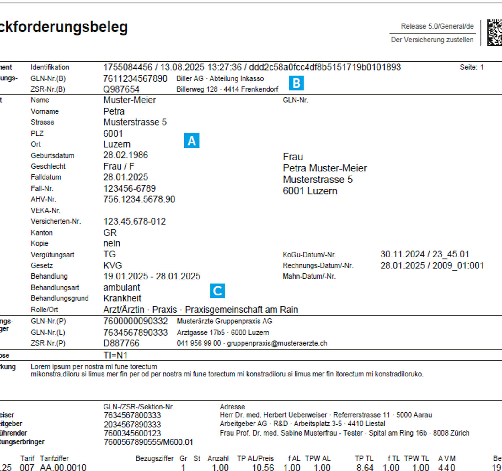 Doctor’s bill with 5 checkpoints for checking