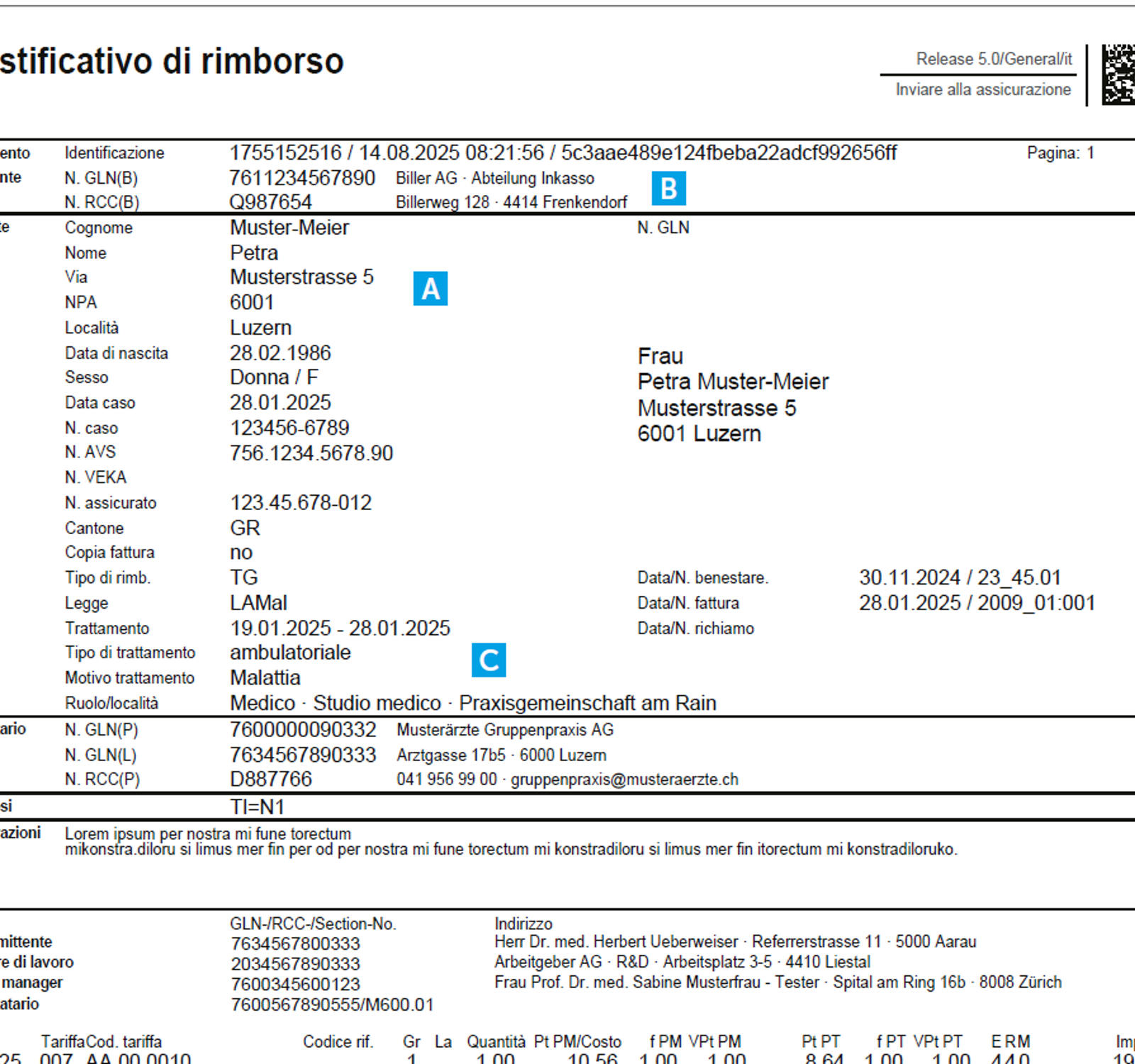 Fattura del medico con 5 punti di controllo da verificare