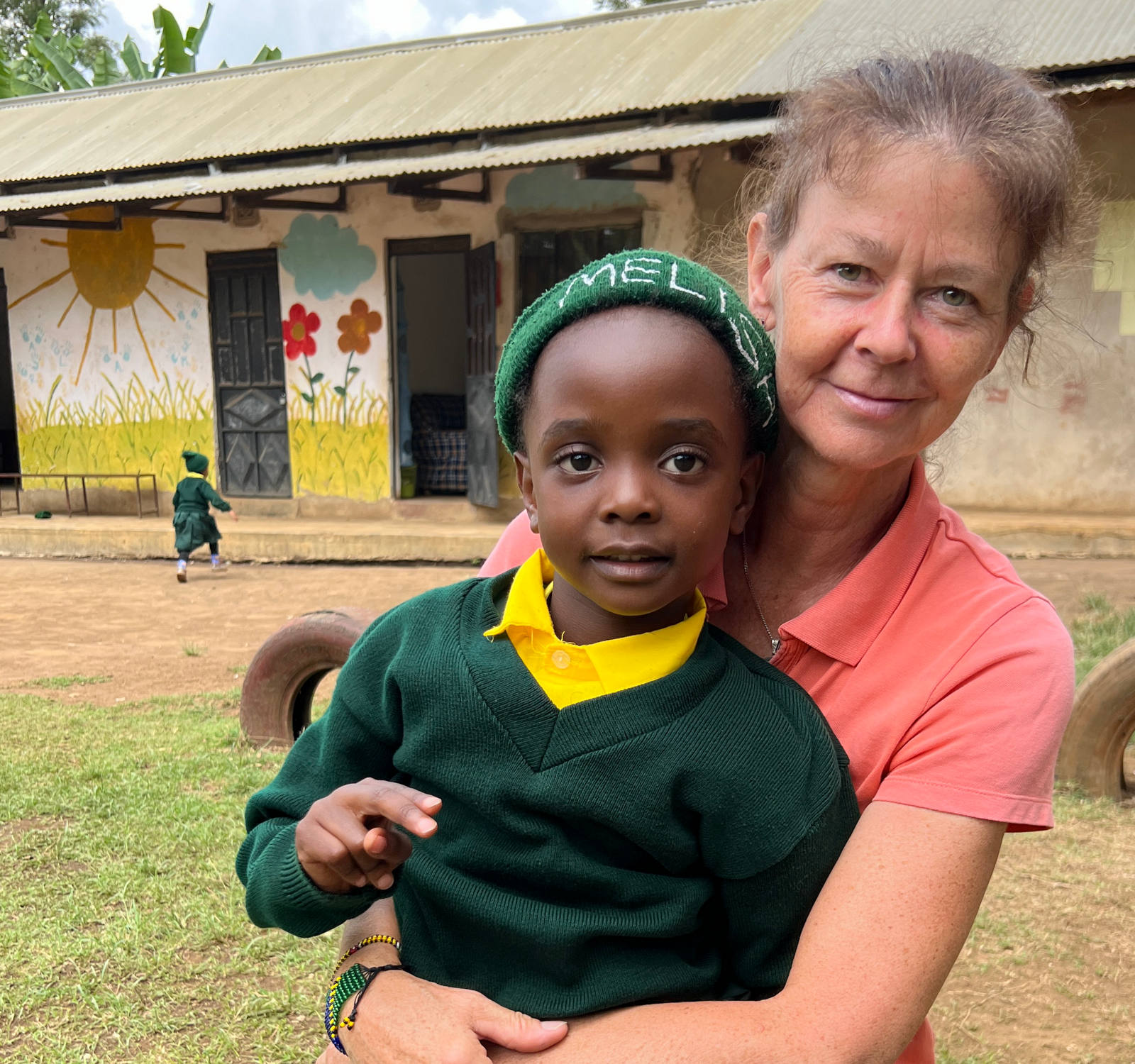 Melissa and Marianne during sabbatical in Tanzania in front of school