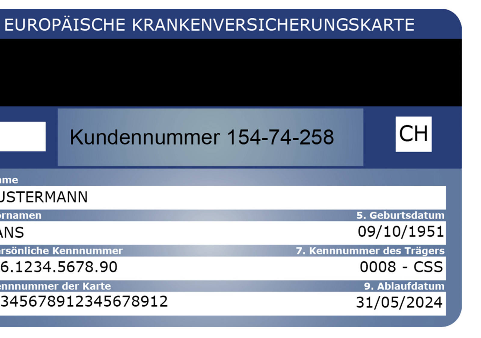 Rückseite Versicherungskarte